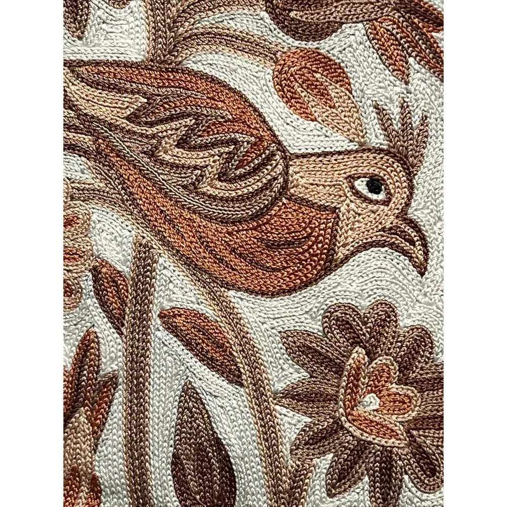 Handmade Crewel‎ Embroidered Tree of Life rug carpet Bird Floral Tapestry 36x56